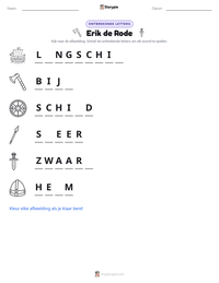 Erik de Rode afdrukbare werkblad voorbeeld