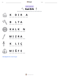 Kızıl Erik yazdırılabilir çalışma sayfası önizlemesi