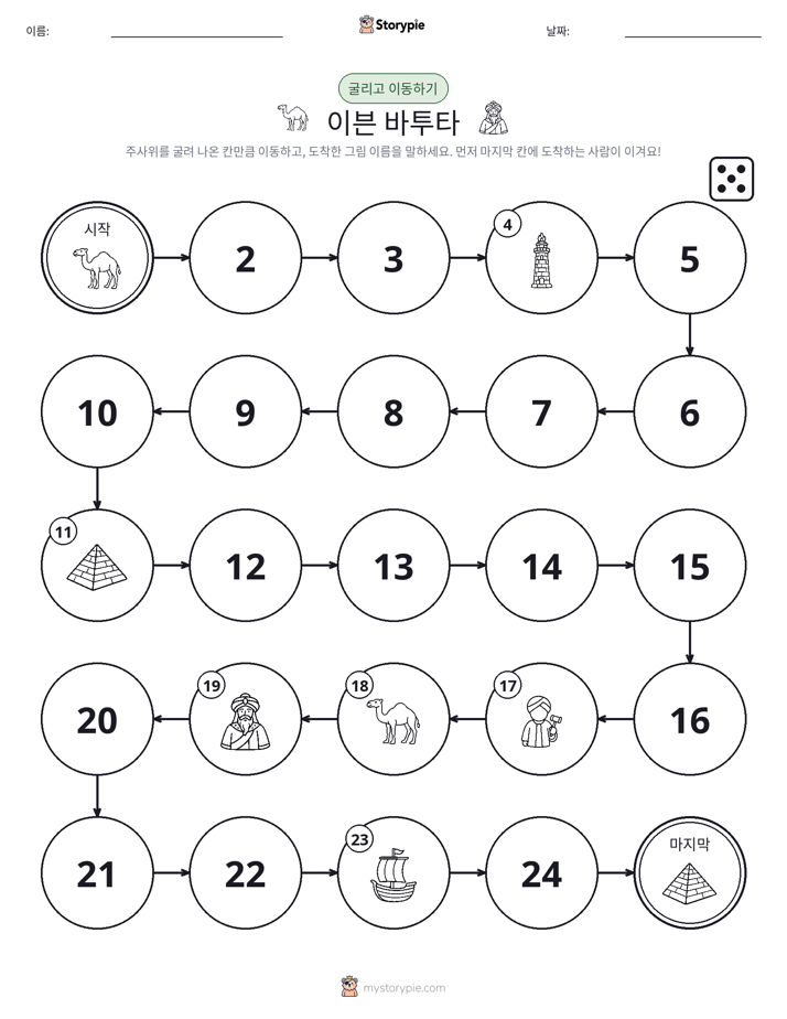 주사위 굴리고 이동하기 게임