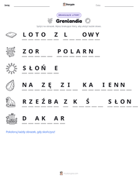 Podgląd drukowalnego arkusza ćwiczeń Grenlandia