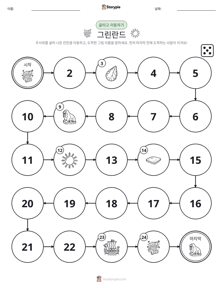 주사위 굴리고 이동하기 게임