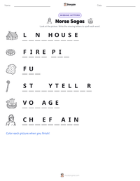 Norse Sagas printable worksheet preview