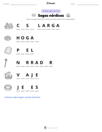 Vista previa de la hoja de trabajo imprimible de Sagas nórdicas
