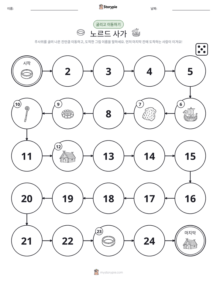 주사위 굴리고 이동하기 게임