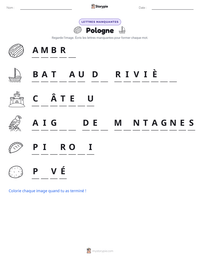 Aperçu de la feuille de travail imprimable Pologne
