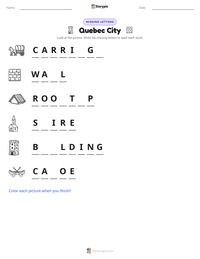 Quebec City printable worksheet preview