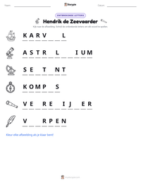 Hendrik de Zeevaarder afdrukbare werkblad voorbeeld