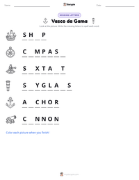 Vasco da Gama printable worksheet preview