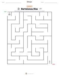 Bartolomeu Dias afdrukbare werkblad voorbeeld