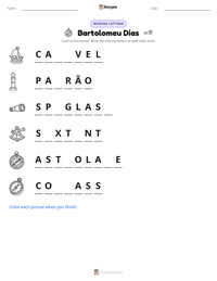 Bartolomeu Dias printable worksheet preview