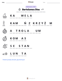 Podgląd drukowalnego arkusza ćwiczeń Bartolomeu Dias