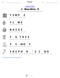 Rhea Silvia printable worksheet preview
