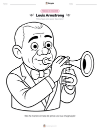 Prévia da folha de atividades imprimível Louis Armstrong