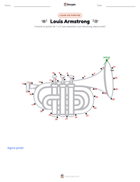 Prévia da folha de atividades imprimível Louis Armstrong