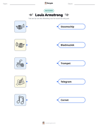 Louis Armstrong afdrukbare werkblad voorbeeld