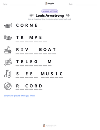 Louis Armstrong printable worksheet preview
