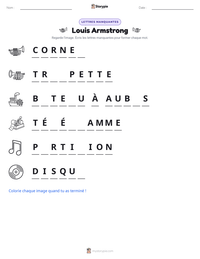 Aperçu de la feuille de travail imprimable Louis Armstrong
