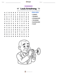 Louis Armstrong afdrukbare werkblad voorbeeld