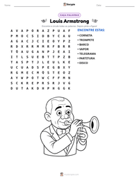 Prévia da folha de atividades imprimível Louis Armstrong