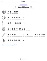 Duke Ellington printable worksheet preview