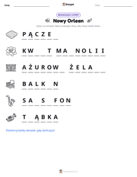 Podgląd drukowalnego arkusza ćwiczeń Nowy Orlean