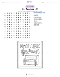 Prévia da folha de atividades imprimível Ragtime