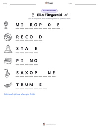 Ella Fitzgerald printable worksheet preview