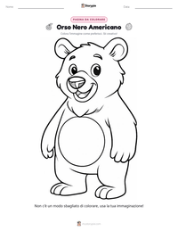 Pagina da colorare di Orso Nero Americano per bambini