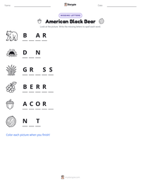 American Black Bear printable worksheet preview