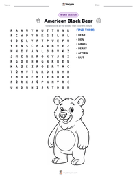 American Black Bear printable worksheet preview