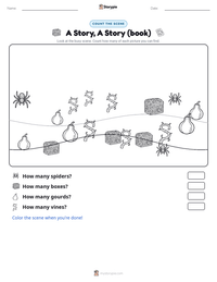 A Story, A Story (book) printable worksheet preview