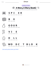 A Story, A Story (book) printable worksheet preview
