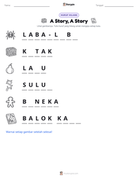 Prabaca lembar kerja cetak A Story, A Story