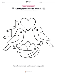 Página para colorear de Cortejo y anidación animal para niños