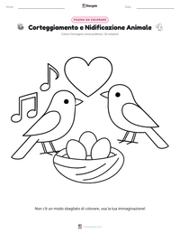 Pagina da colorare di Corteggiamento e Nidificazione Animale per bambini