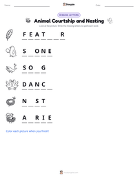 Animal Courtship and Nesting printable worksheet preview