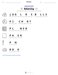 Balancing printable worksheet preview