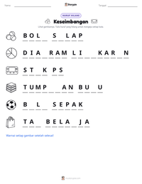 Prabaca lembar kerja cetak Keseimbangan