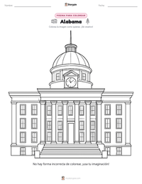 Página para colorear de Alabama para niños