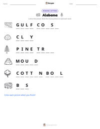Alabama printable worksheet preview