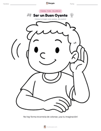 Página para colorear de Ser un Buen Oyente para niños