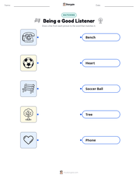 Being a Good Listener printable worksheet for kids