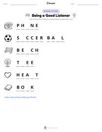 Being a Good Listener printable worksheet preview
