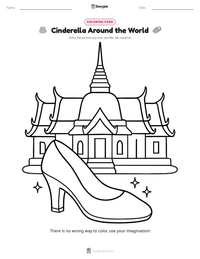 Cinderella Around the World coloring page for kids