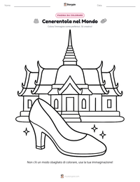 Pagina da colorare di Cenerentola nel Mondo per bambini