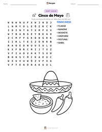 Cinco de Mayo druckbare Arbeitsblatt Vorschau