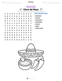 Vista previa de la hoja de trabajo imprimible de Cinco de Mayo