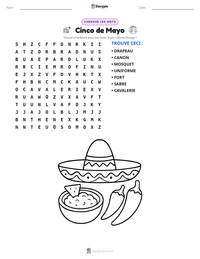 Aperçu de la feuille de travail imprimable Cinco de Mayo