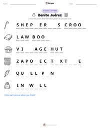 Benito Juárez printable worksheet preview