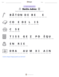 Aperçu de la feuille de travail imprimable Benito Juárez
